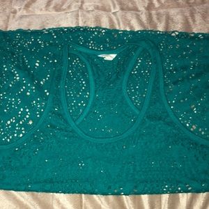 Turquoise laced tank top racer back